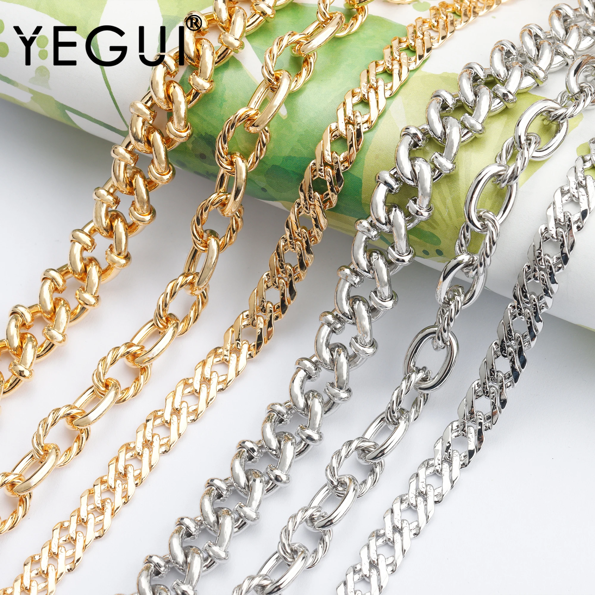 YEGUI C150,diy chain,rhodium plated,18k gold plated,0.3 microns,copper metal,charms,diy bracelet necklace,jewelry making,1m/lot