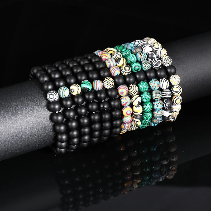 2021 Trendy Men's Beads Bracelet Bangle Chakra 8mm Natural Stone Agates Yoga Healing Beaded Charm Bracelets for Women Jewelry