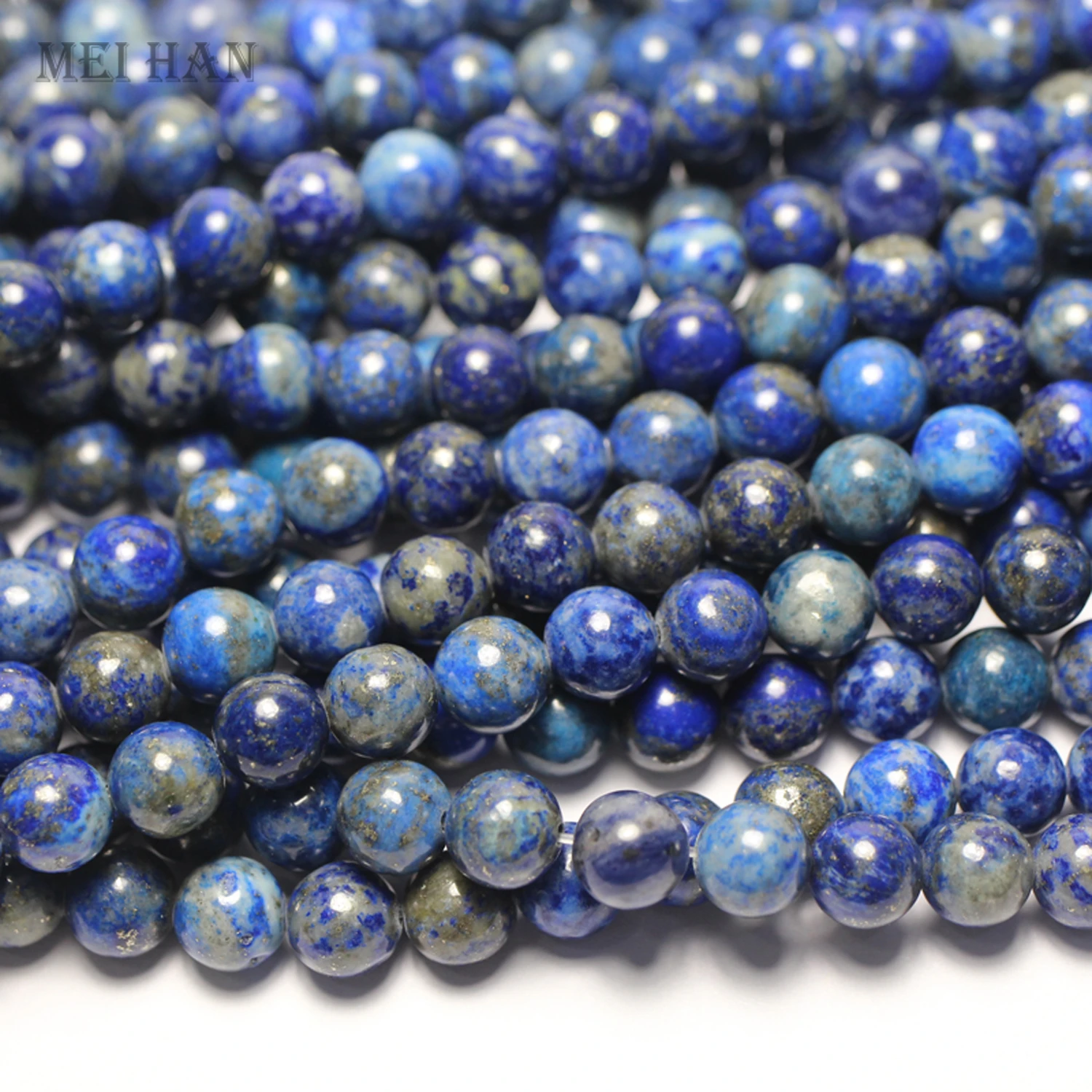Meihan natural 6-6.5mm & 7.5-8.5mm lapis lazuli smooth round loose beads for bracelet jewelry making