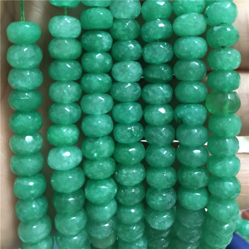 Green malaysia 5x8mm natural stone chalcedony jades faceted abacus loose beads diy Jewelry making findings 15inch MY4089