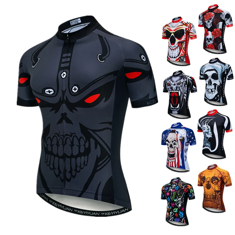Weimostar Skull Cycling Jersey Men Pro Team Bike Jersey mtb Bicycle Shirt Breathable Cycling Clothing Road Bicycle Wear Clothes