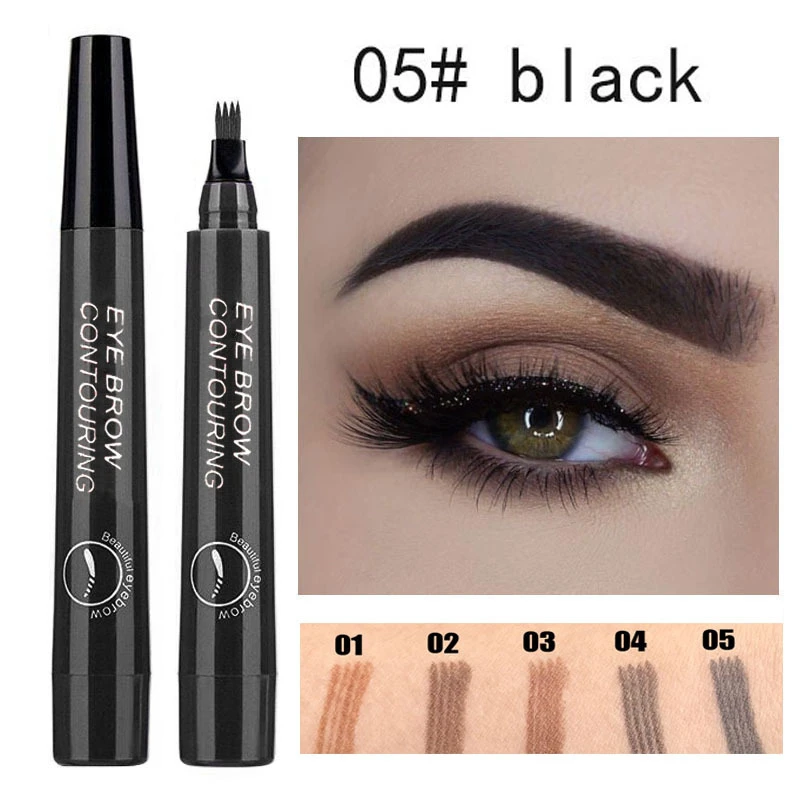 1Pc Liquid Eyebrow Pen Natural Lasting Waterproof 4 Fork Tip Fine Sketch Brows Tattoo Colorful Liquid Eyebrow Pen 5 Colors TSLM1