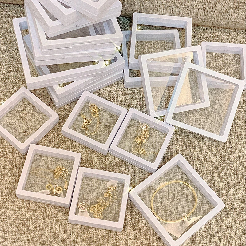 10PCS Set 3D Floating Display Case Stands Holder Suspension Storage for Pendant Necklace Bracelet Ring Coin Jewelry Pin