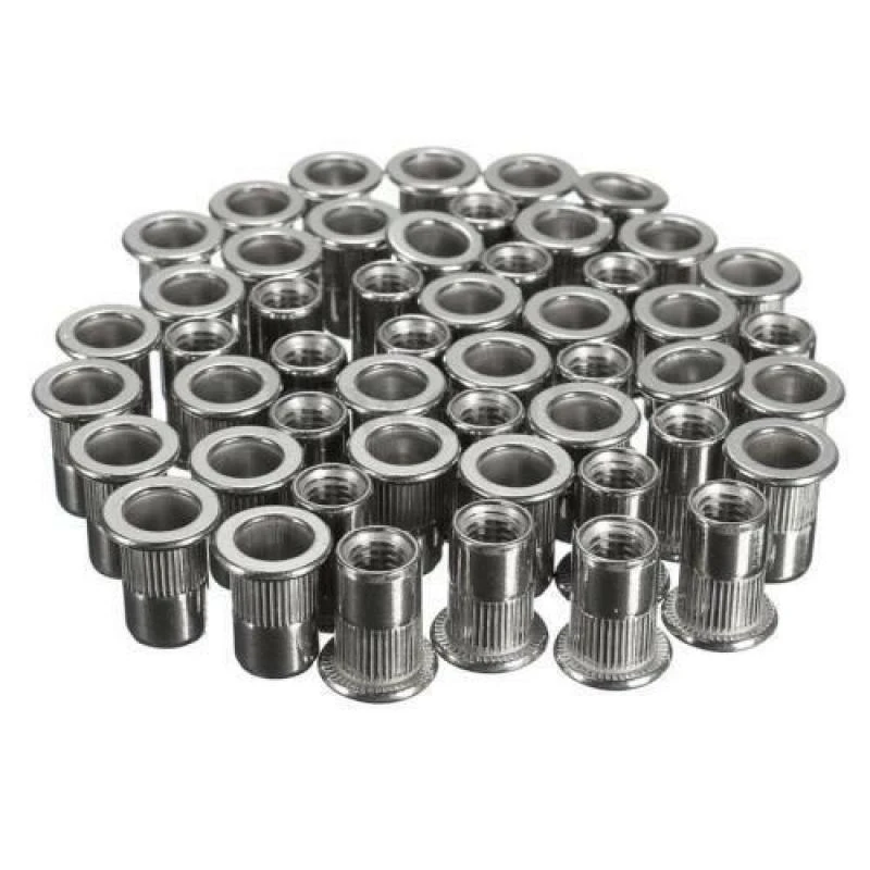 50pcs M6 Thread 304 Stainless Steel Flat Head Rivet Nut Rivnut Insert Nutsert