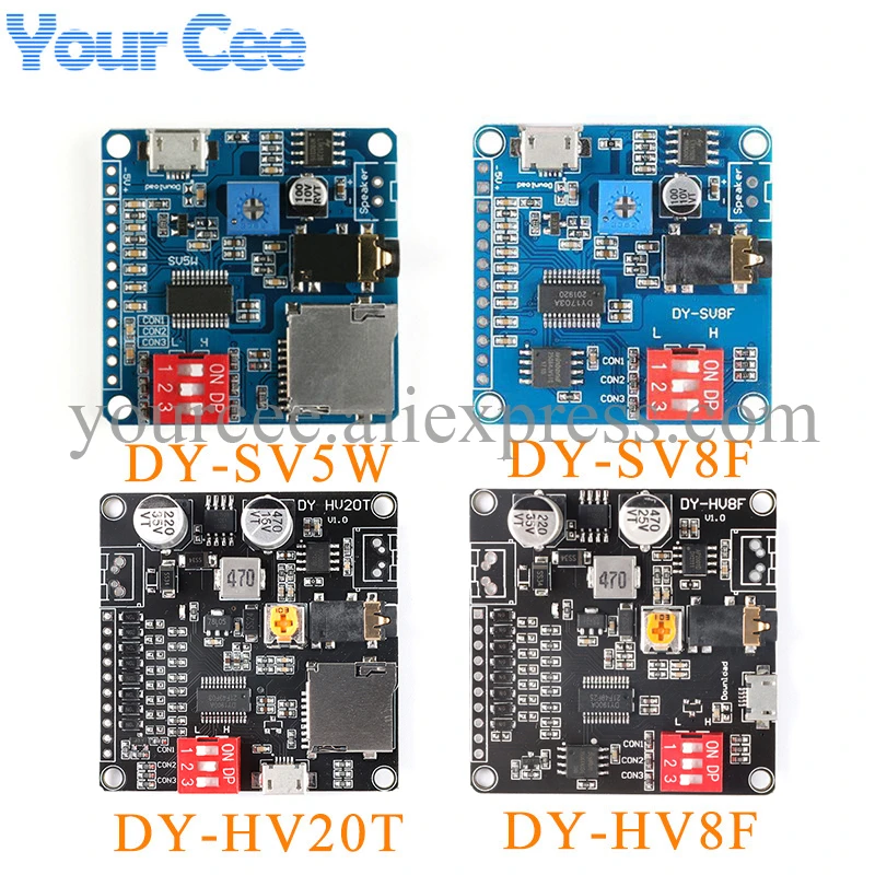 Voice Playback Module MP3 Music Player UART I/O Trigger Amplifier Board Module DY-SV17F DY-SV5W DY-SV8F DY-HV20T DY-HV8F