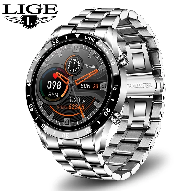 LIGE 2021 New Fashion Smartwatch Bluetooth Call Sport Men's Watch Heart Rate Monitoring Music Control Waterproof Smart Watch Man