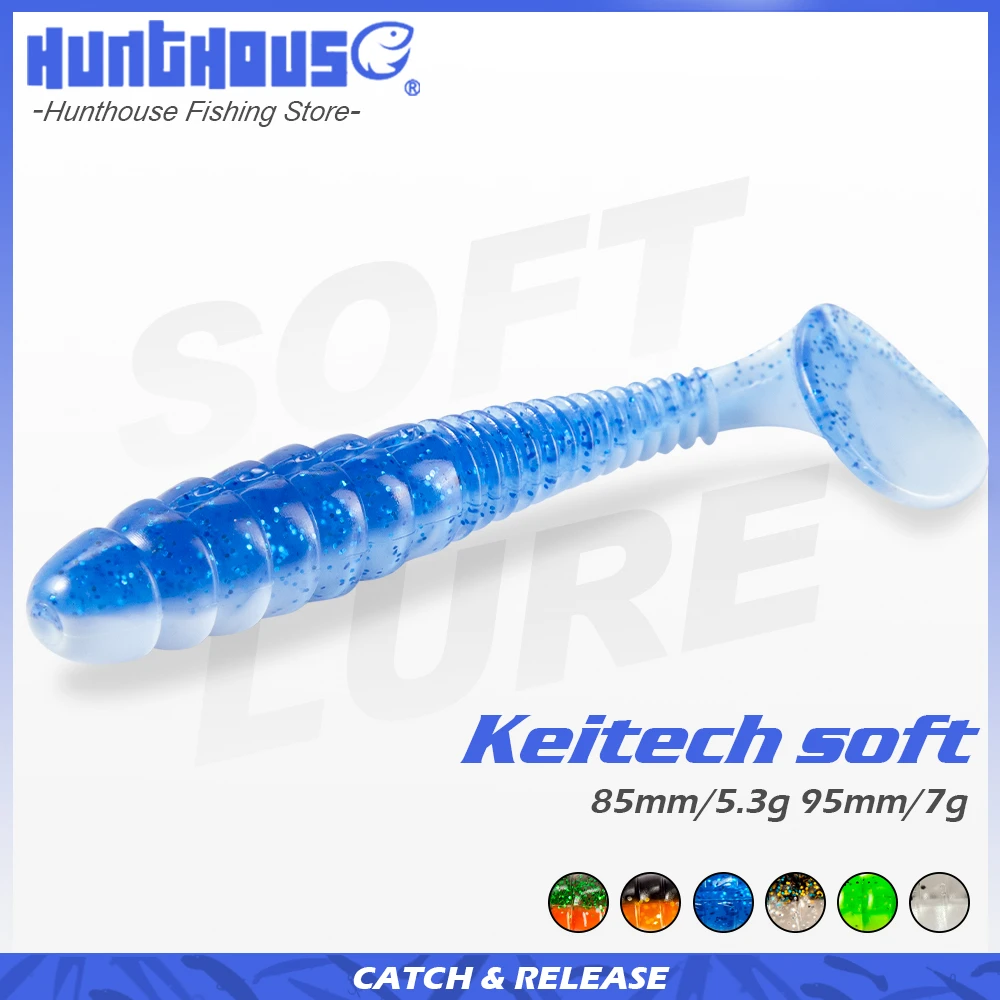 Hunthouse Keitech Swing Impact Soft Rubber Lure Vibrotail Wobblers Fishing Gear Silicone Bait For Pike 8cm 5.3g 5 Pcs/Bag