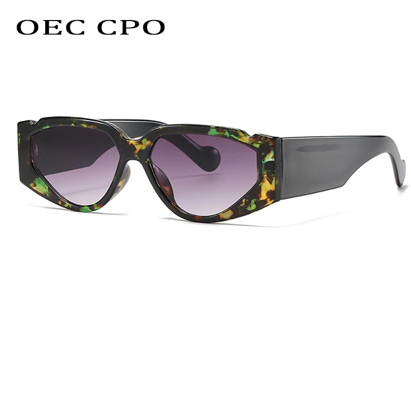 OEC CPO Fashion Punk Square Sunglasses Women Vintage Cat Eye Sunglasses Men Eyewear Retro Green Gray Shades UV400 Glasses O655