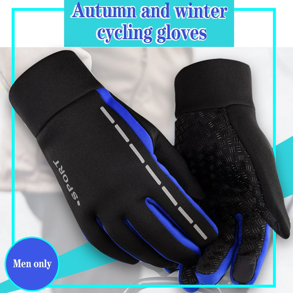 Fashion Men Driving Keep Warm Point Finger Windproof Winter Sprot Screen Gloves Waterproof Motorcycle Winter Cycling Gloves