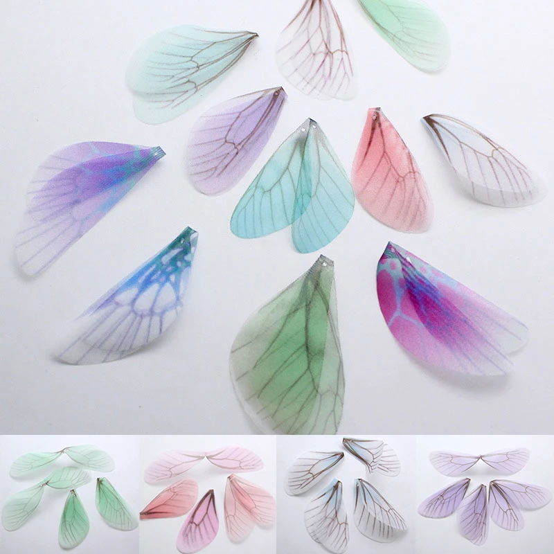 10pcs/lot Creative Colorful Charms Chiffon Yarn Butterfly Wings Charm Pendant For DIY Earring Jewelry Making Finding Accessories
