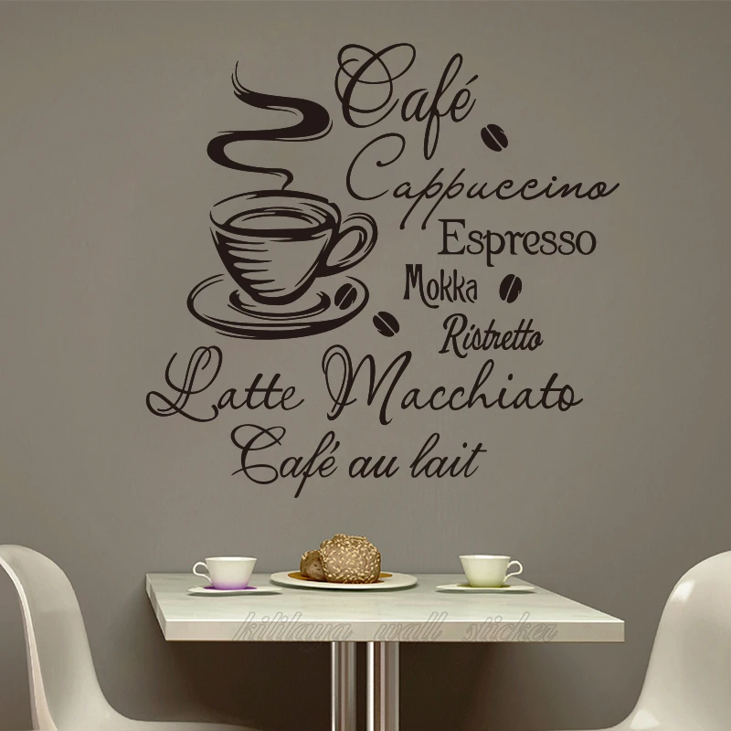 Coffee Kitchen Vinyl Wall Stickers Kitchen Coffee Shop removable Wall Mural Decals Home Decor House Decoration Wall Art 1055