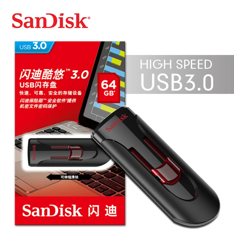 SanDisk CZ600 usb flash USB 3.0 Pendrive 16GB 32GB 64GB 128GB USB Flash Drive Stick pendrive 3.0 Disk cle usb high speed