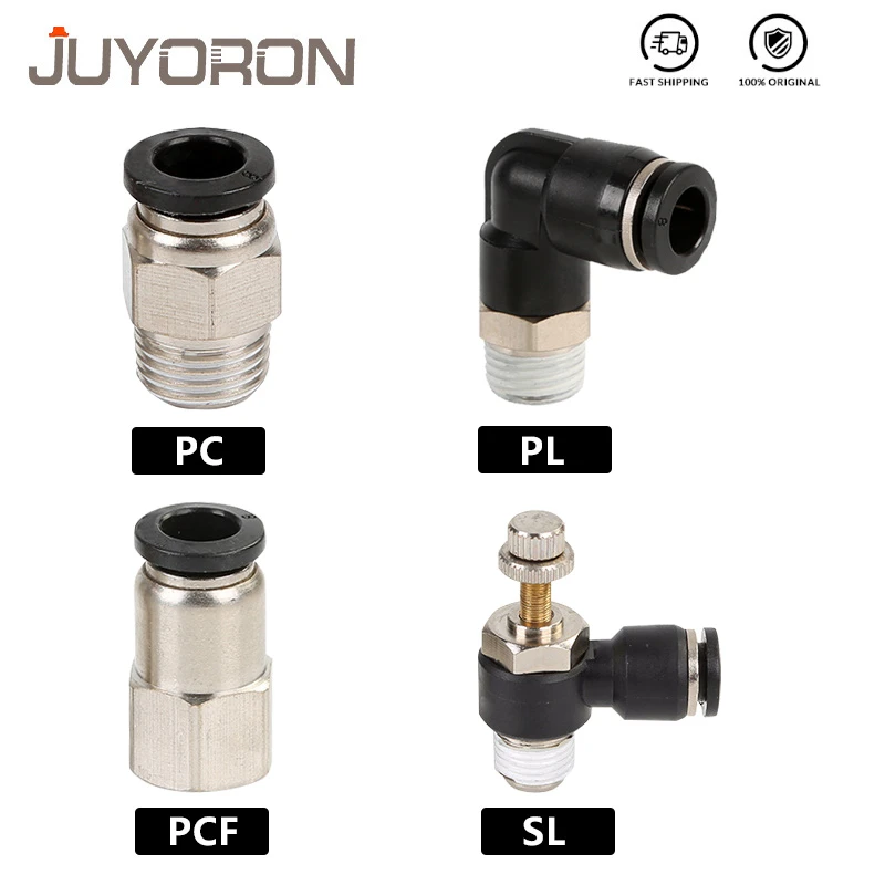 1Pcs High Quality PC/PCF/SL/PL Pneumatic Air Connector 4mm 6mm 8mm Thread 1/8