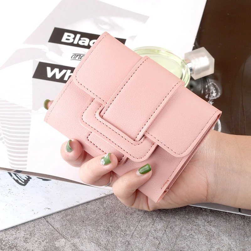 Wallet Women 2020 Lady Short Women Wallets Red Color Mini Money Purses Small Fold PU Leather Female Coin Purse Card Holders