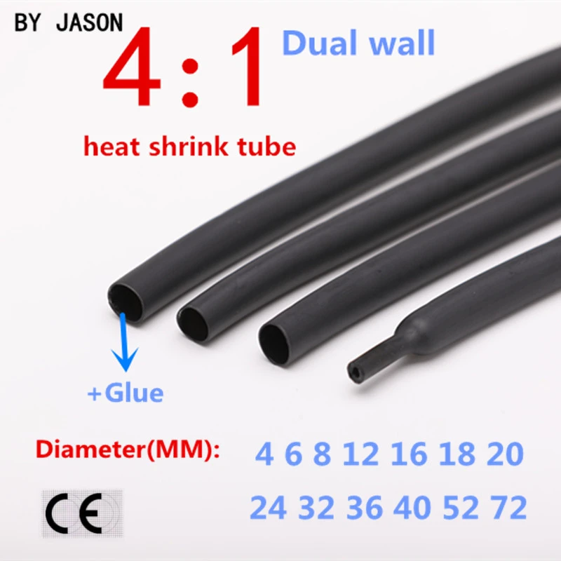 1meter 4:1 heat shrink tube termoretractile heat shrinkable tubing heat shrink tubing with Glue Cable protection sleeve