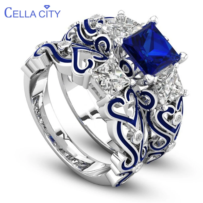 Cellacity Classic Silver Rings For Women Sapphire Ruby Emerald Amethyst Zircon Silver Fine Jewelry Female 925 Gift Wholesal