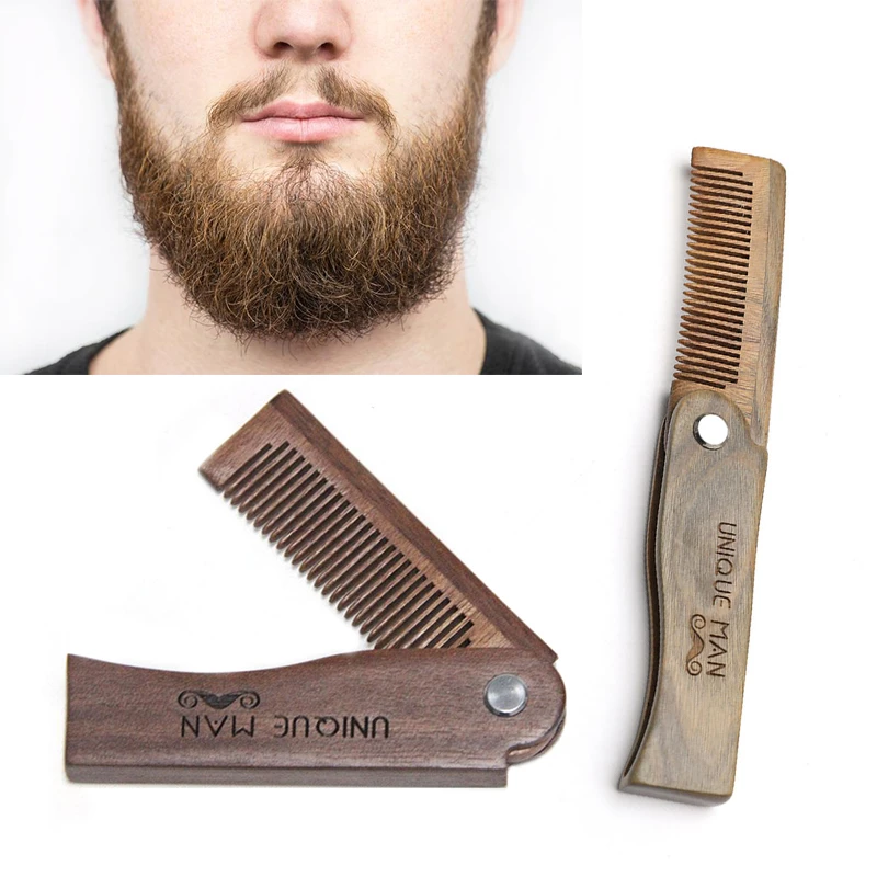 Wooden Hair Comb Natural Sandalwood Comb for Beard Fold Pocket Comb Hair Brush Beard & Mustache Brush for Men peine para barba