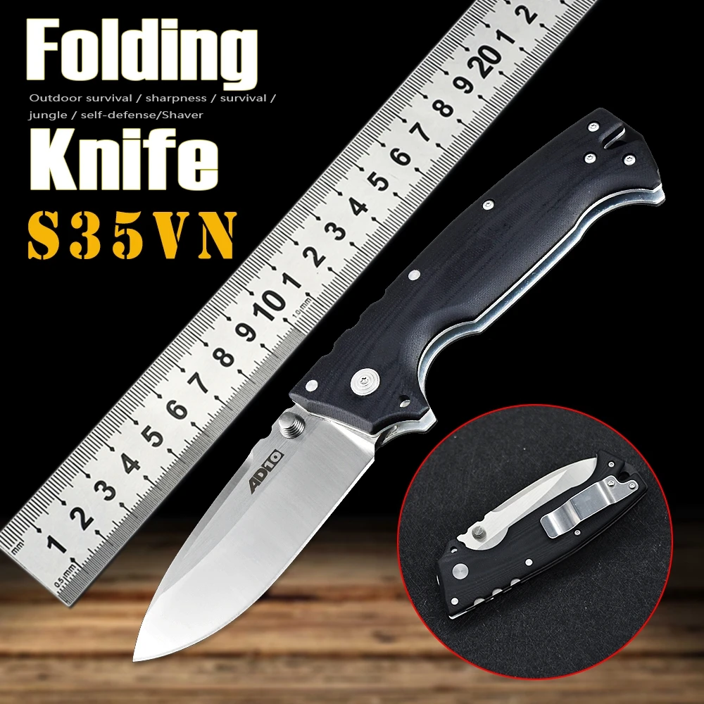 S35vn Steel AD-10 G10 Folding Knife Outdoor Hunting Survival EDC Portable Pocket Knife Sharp Fighting Camping Tool  Sharp Durabl