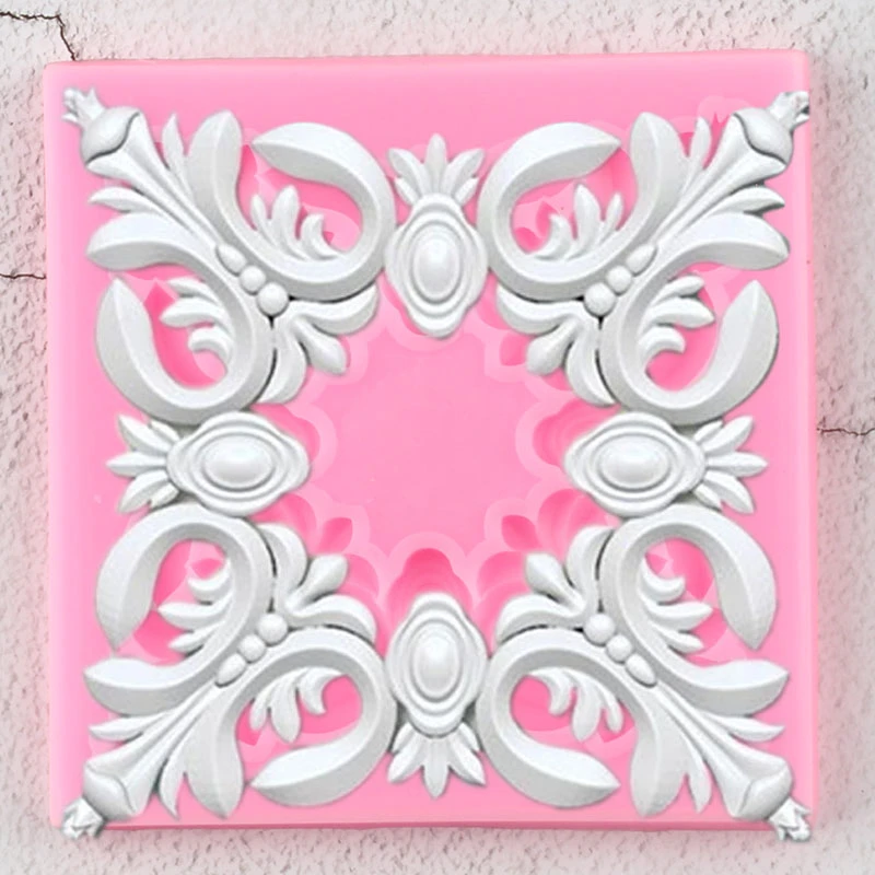 Sugarcraft Border Silicone Mold Baroque Scroll Relief Cupcake Topper Fondant Cake Decorating Tools Candy Chocolate Gumpaste Mold