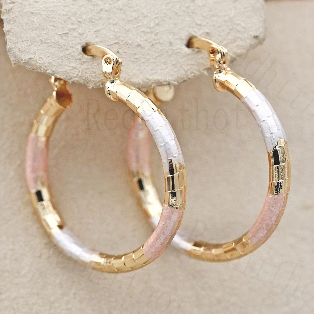Trendy Statement Gold Copper Hoop Earrings For Women Round Gold Eardrop Luxury Jewelry Accessories for Wedding Anniversary Gift