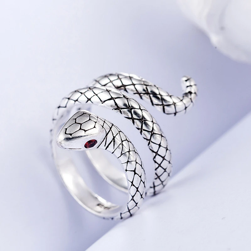 100% 925 Sterling Silver Trendy Snake Animal Lady Finger Rings Original Jewelry For Women Open Party Ring Girls Students Gift