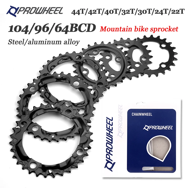 PROWHEEL Round Chainring 64/96/104BCD Mountain Bike Chainwheel 22T 24T 30T 32T 40T 42T 44T Sprocket steel/Alloy Tooth plate Part