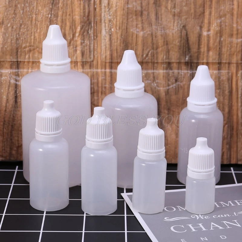 10Pcs/Lot 5-100ml Empty Plastic Squeezable Dropper Bottles Eye Liquid Dropper Dispense Store For My Bottle Cosmetic Women Beauty