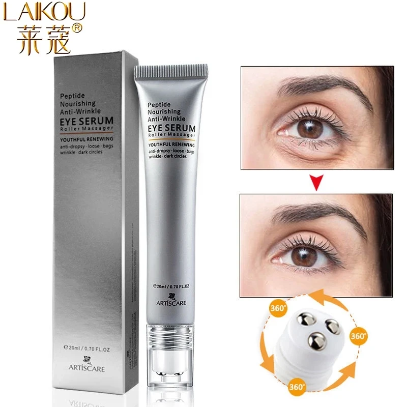 LAIKOU Peptide Collagen Eye Cream Roller Massager Eye Patches Anti Wrinkle Anti-aging Remover Dark Circles Against Eye Puffiness