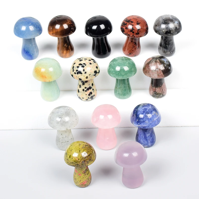 Crystal Mini Mushroom Statue Natural Stone QuartzAquarium Witchcraft Spiritual Kawaii Room Decor Home Decoration Accessories