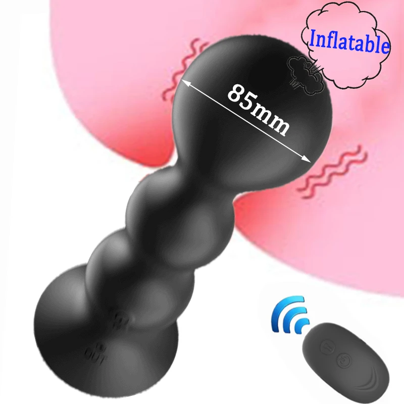 85mm Huge Inflatable Anal Expansion Beads Vibrating Butt Plug Sex Toys Wireless Remote Control Male Prostate Massager Vibrator