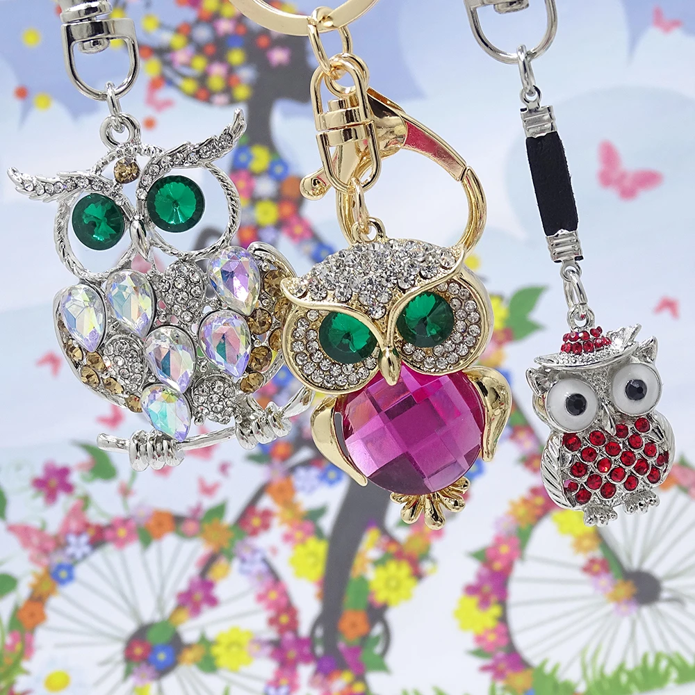 XDPQQ Jewelry Keychain Owl Keyring Stereo Crystal Jewelry Gift Wallet Car Pendant Men and women Joker Pendant Factory Direct