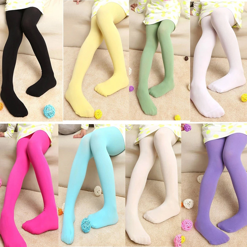 KIDS Girl Baby Coloful Tights Stockings Children Ballet Dance Stockings velvet Pantyhose Tights Opaque panty toddler tights