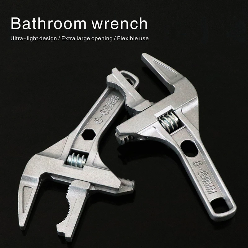 6-68mm Bathroom Wrench Large Open Mini Adjustable Short Handle Shank Aluminum Alloy Universal Spanner Water Pipe Repair Tool