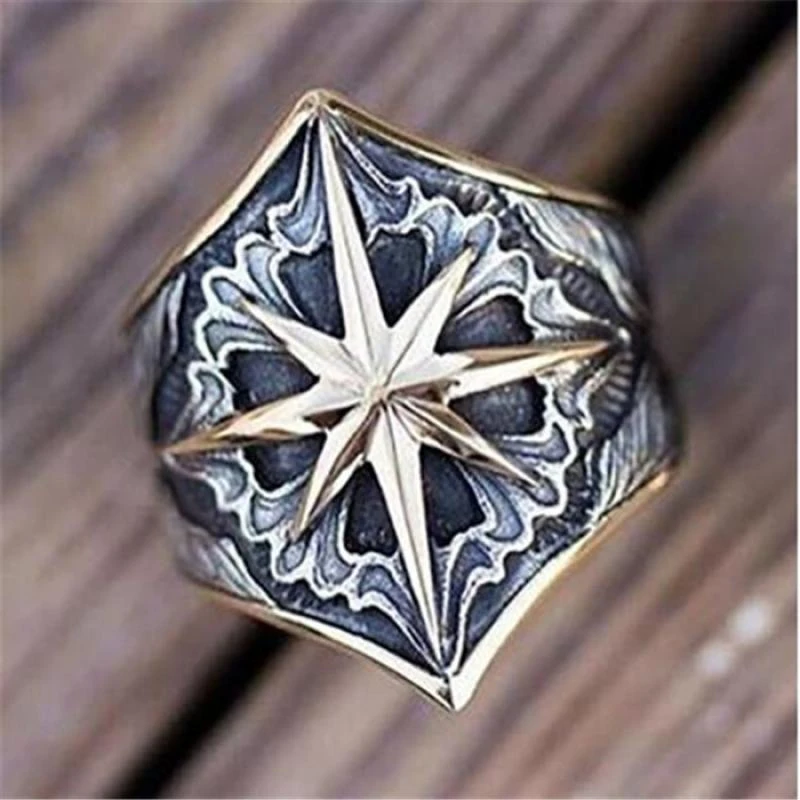 2021 New Retro Pattern Cross Pattern Ring Men's Ring Fashion Vintage Metal Ring Accessories Party Gift Viking Jewelry