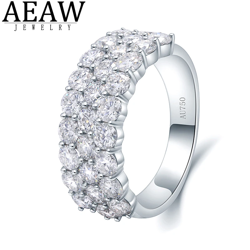 AEAW Luxury Center 2.8ctw DF Color VVS Moissanite Engagement Band for Men Solid White Gold Plated S925 Ring or s925 silver ring