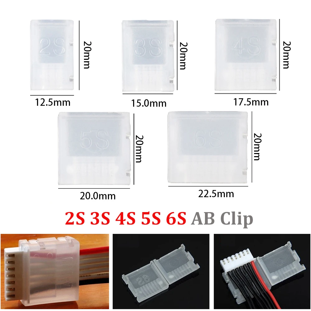 20pcs/lot 2S 3S 4S 5S 6S AB Clip JST-XH Balanced Head Protection Balance Plug For RC Lipo Car Truck Airplane Drone Buggy Toys