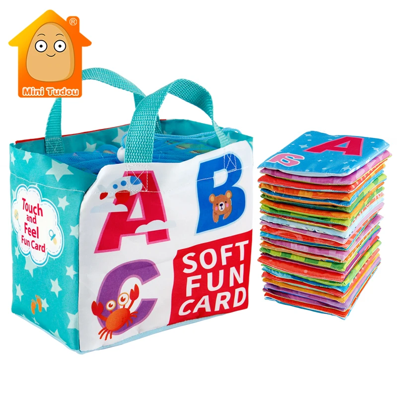 Newest Flashcards Learning Language Baby Book Toy 26PCS Soft Alphabet Cards With Cloth Bag Babies English Reading Books