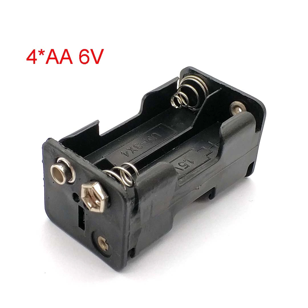 High Quality AA Battery Holder 6V for 4 X AA Batteries Black Plastic Storage Box Case Dual Layers with 9V Connector