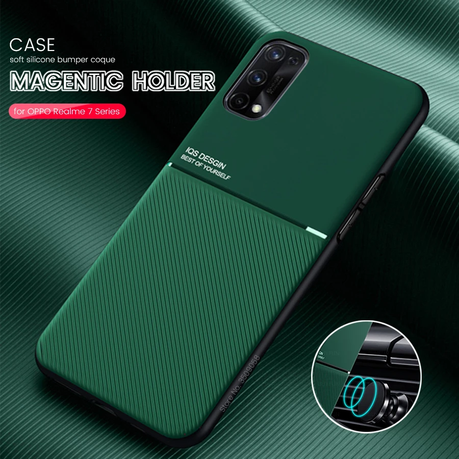 for realme7 5g case leather texture car magnetic holder phone covers for oppo realme 7 pro realmy realmi 7 7pro shockproof coque