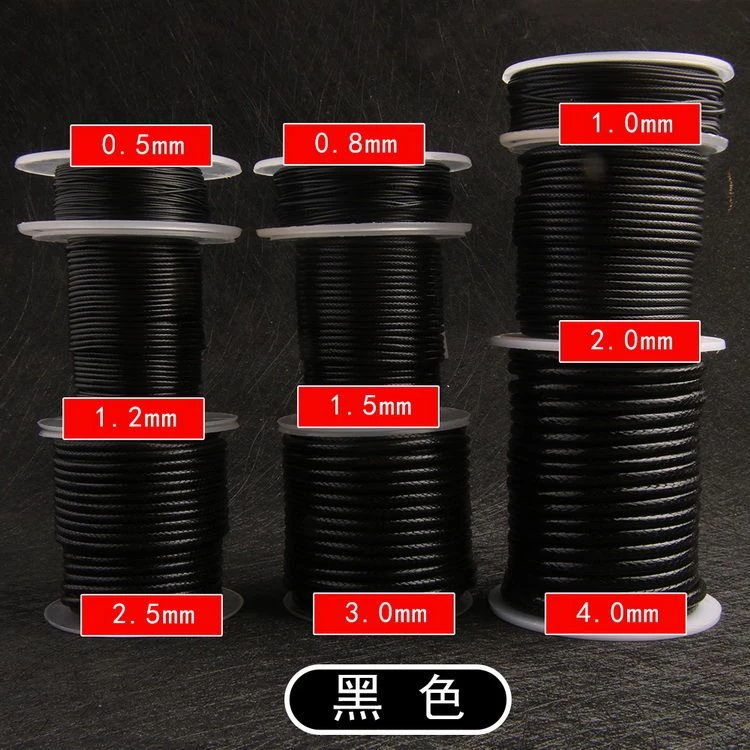 0.5 0.8 1.0 1.2 1.5 2.0 2.5mm  Black Waxed Cord Waxed Thread Cord String Strap Necklace Rope Beads for Jewelry Making