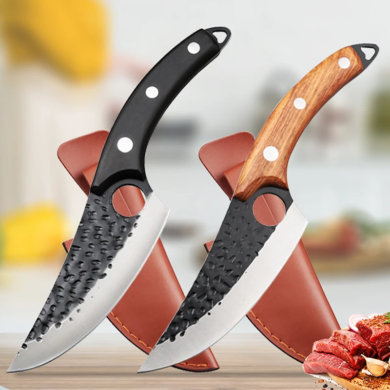 Chef Knife Forged Stainless Steel Butcher Knife Outdoor Hunting Kitchen Knife for Meat Fish Fruit Vegetable Boning Knife Cleaver