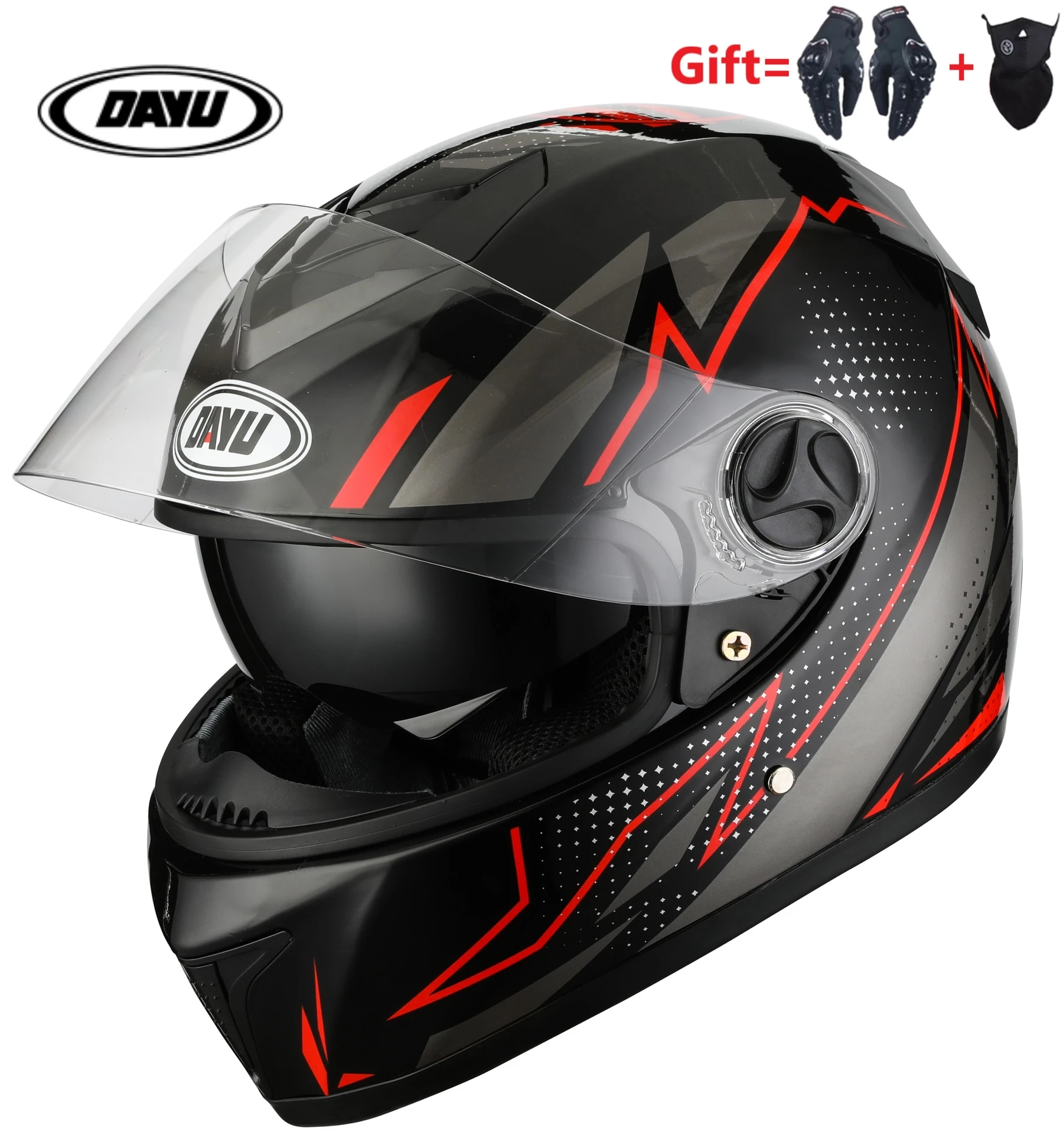 2 Gifts Full Face Motorcycle Helmet Dual Lens Motorbike Helmet Double Visors Dirt Bike Helmets S M L XL For Man women