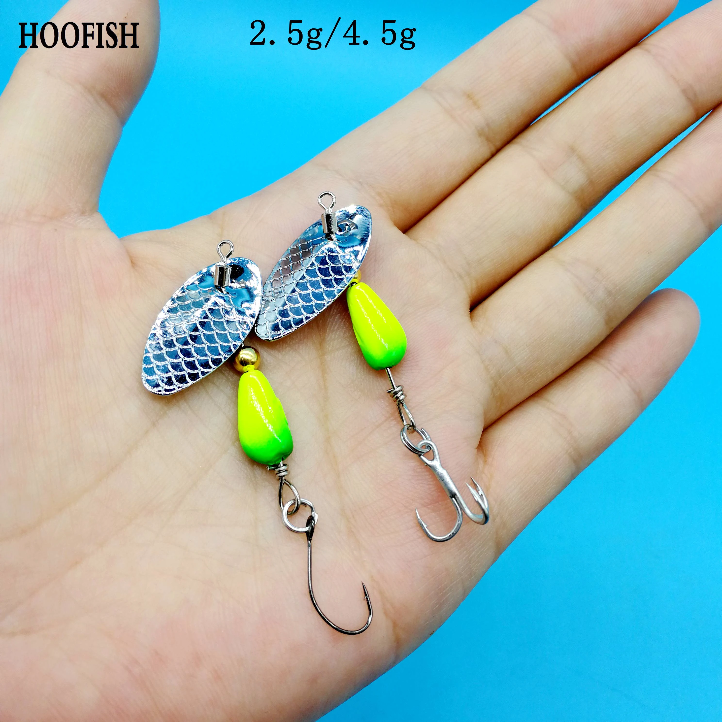 HOOFISH 5pcs/Lot Spoon Spinner Bait  2.5g/4.5g  Metal Bait Artificial Wobblers CrankBaits Jig Sequin Lure Fishing Tackle