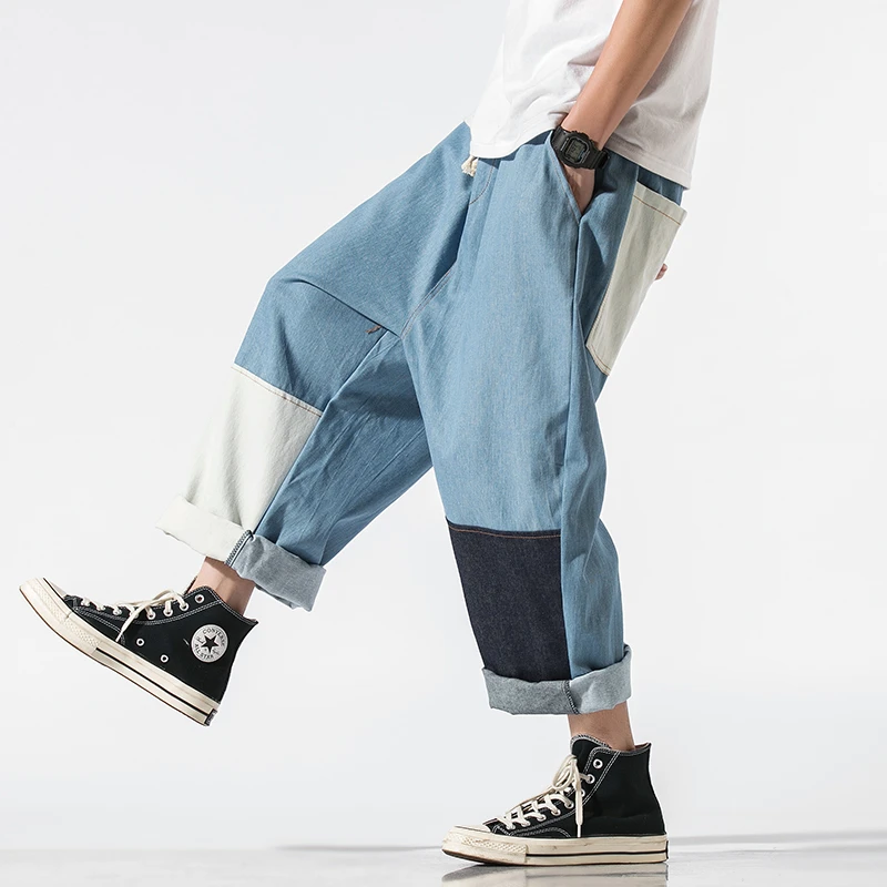 Streetwear Mens Jeans Pants Ankle-Length Japanese Casual Jeans Men 2020 New Fashion Jogging Pants Male Large Size 5XL