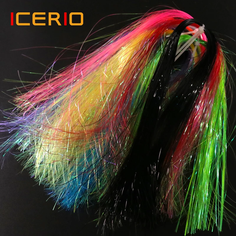 ICERIO 2packs Synthetic Ice Wing Fiber Flat Flash Crystal Mirage Flashabou Tinsel Streamers Nymphs Midges Fly Tying Materials