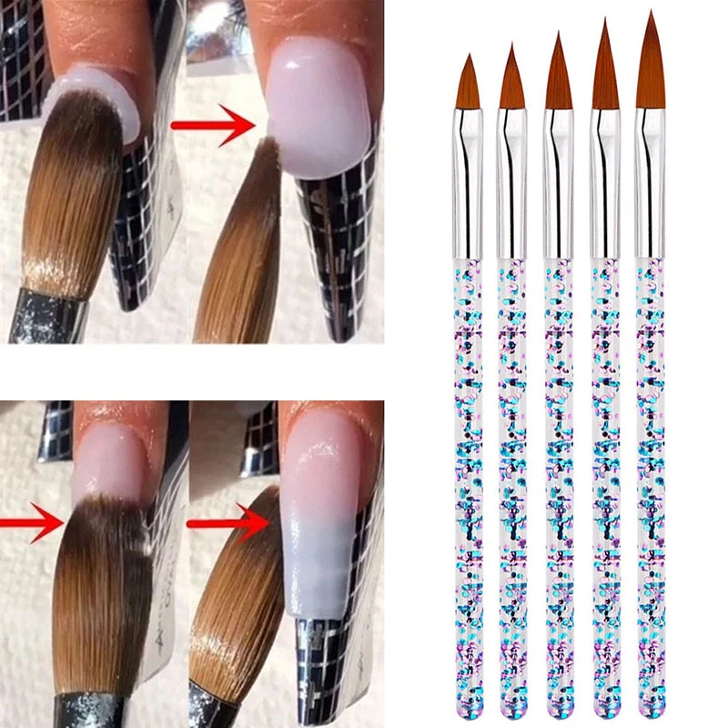 5 PCS /SET Nail Brush Kolinsky New Engraving Dotting Drawing Painting UV Gel Carving Pen Acrylic Beauty Nail Art Nail Tools