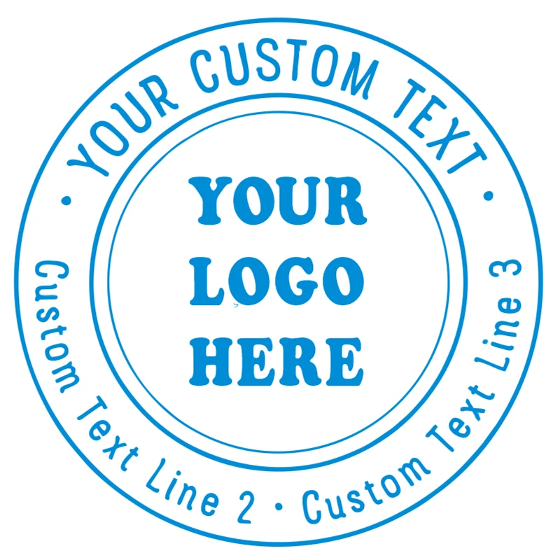 Custom Logo Double Round Border Stamp  3 Lines of Text Self-Inking Stamper - Rubber Personalized  for Card Making