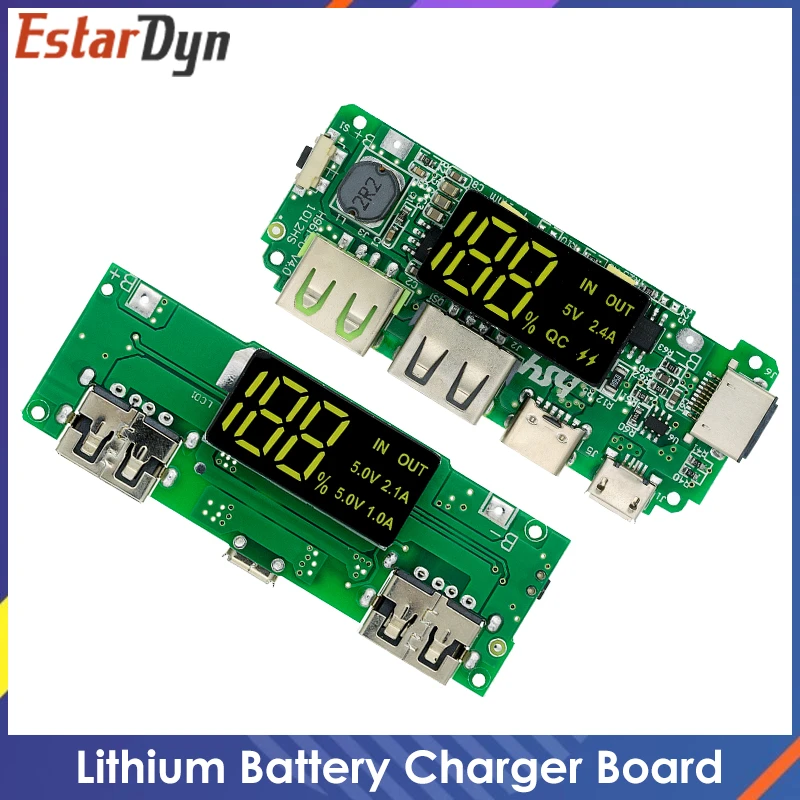 Lithium Battery Charger Board LED Dual USB 5V 2.4A Micro/Type-C USB Mobile Power Bank 18650 Charging Module Circuit Protection