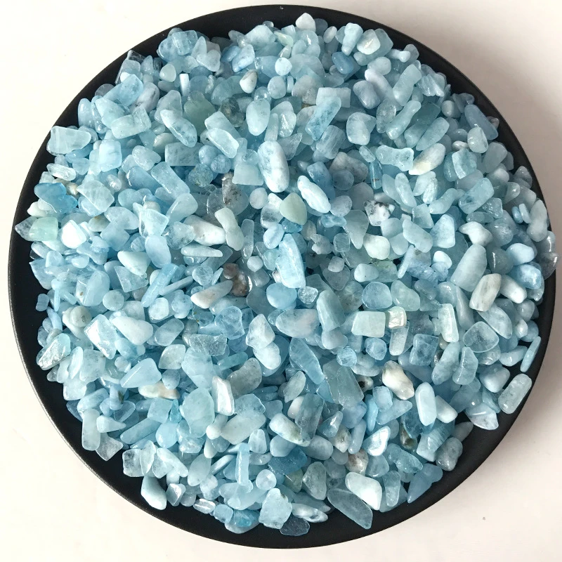 100g 8-12mm Natural Aquamarine Quartz Gravel Crystal Stone Rock Chips Specimen Lucky Natural Stones and Minerals