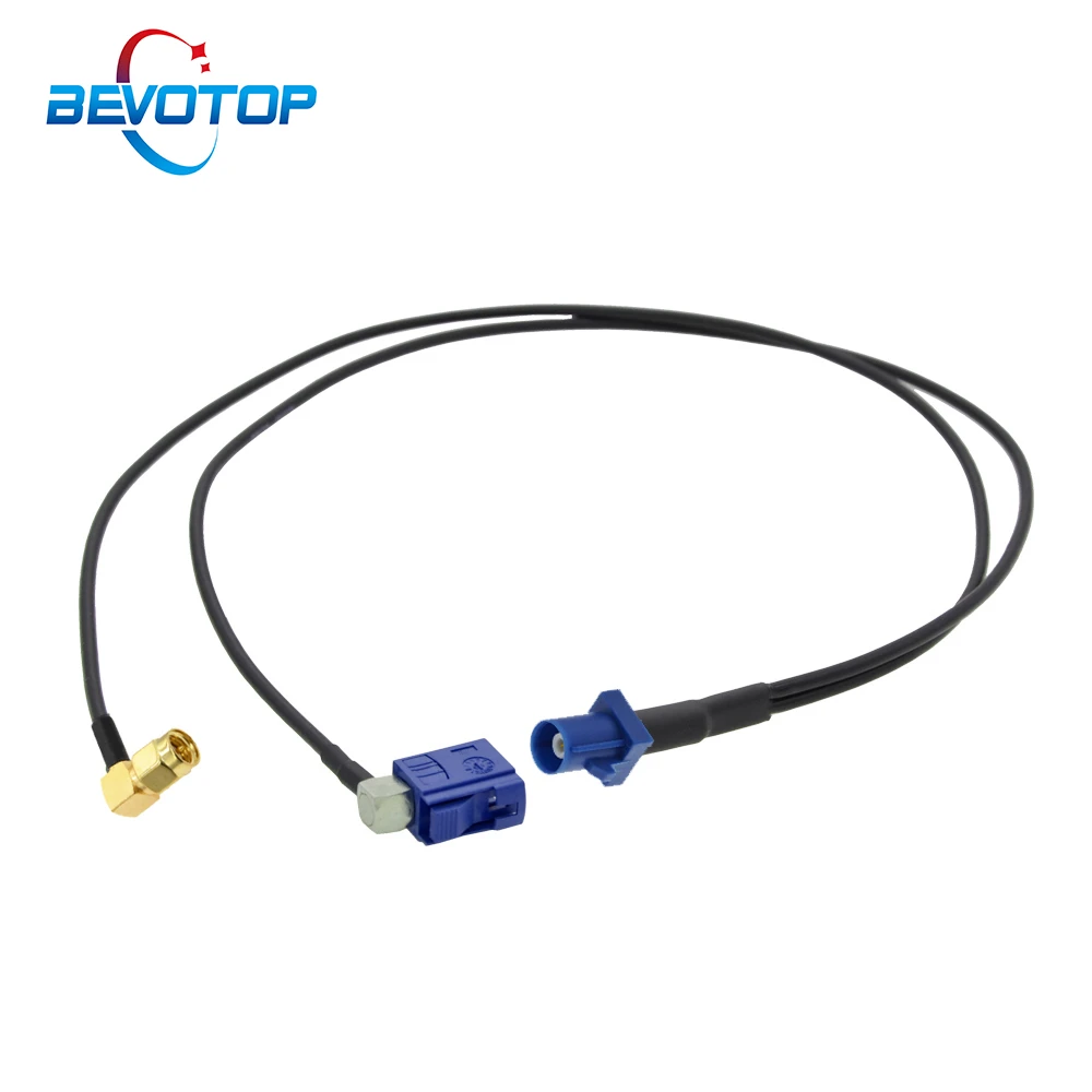 Blue Fakra C Male to 1xFakra C Female Right Angle &1X SMA Male 90 Degree Y Type Splitter Navigation GPS Antenna Extension Cable